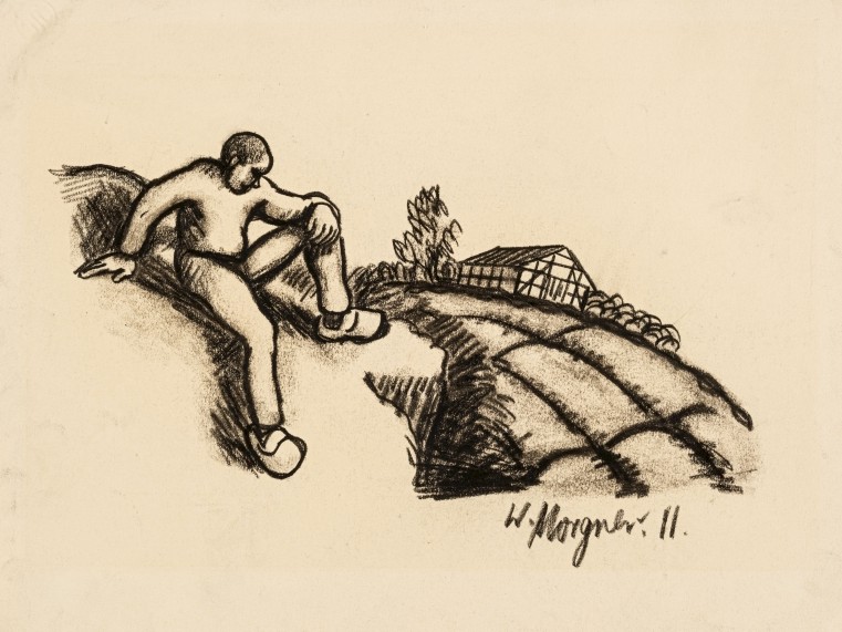 Wilhelm Morgner, Studie zu Mann auf dem Hügel, 1911 © Foto: Feußner